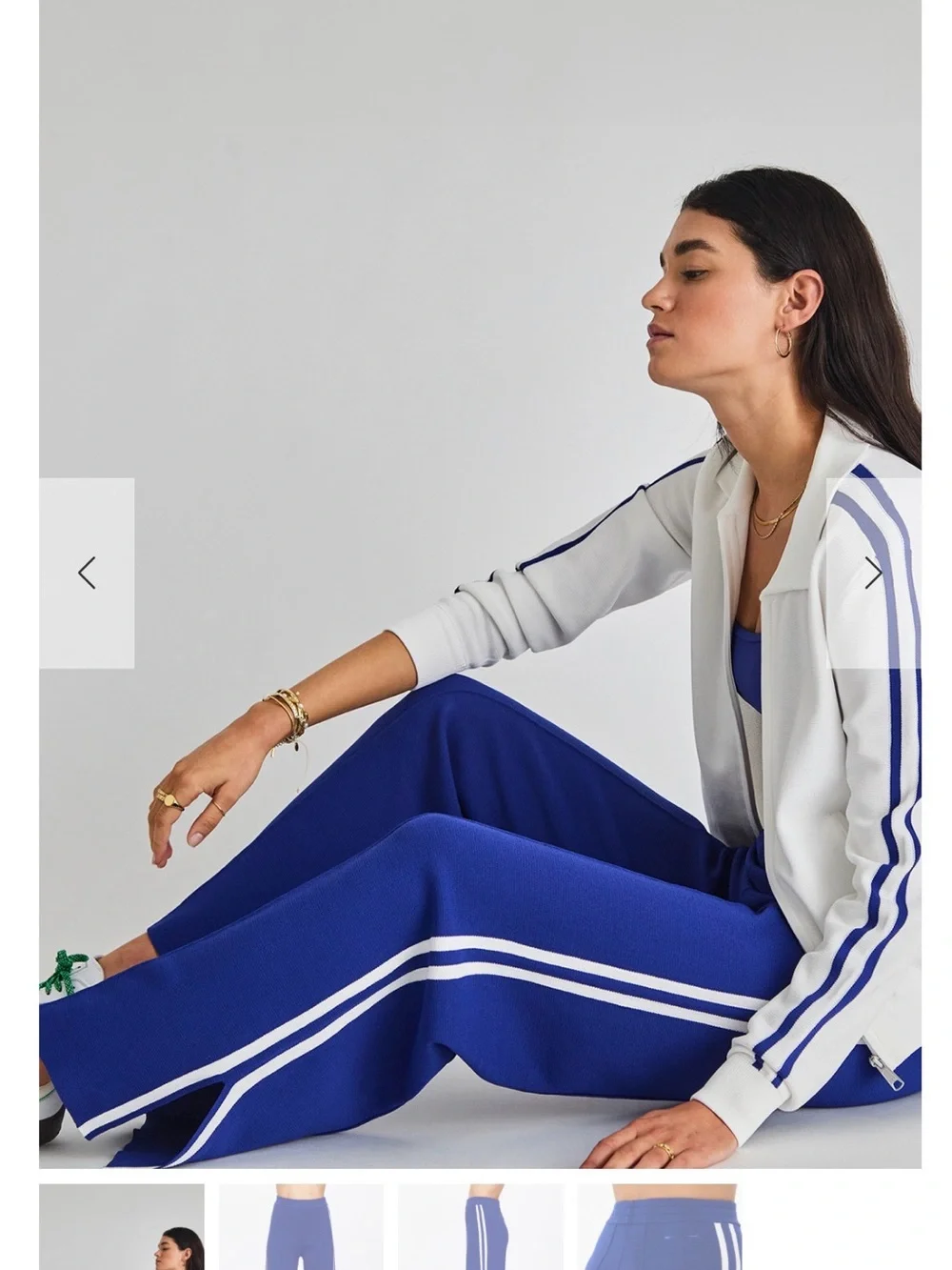 The Upside Cobalt Blue Wide-Leg Track Pants with White Side Stripe